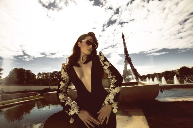 Mauro Lorenzo Fashion Editorial Photographer Advertising Paris France Parigi Toureiffel Pontalexandre Management  Inspiration Moodboard HauteCouture Reinassance fotografiadimoda veil jacket research gold black&white sunset flare pretaporter Portrait altamoda