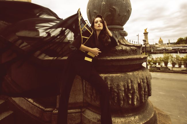 Mauro Lorenzo Fashion Editorial Photographer Advertising Paris France Parigi Toureiffel Pontalexandre Management  Inspiration Moodboard HauteCouture Reinassance fotografiadimoda veil jacket research gold black&white sunset flare pretaporter Portrait altamoda