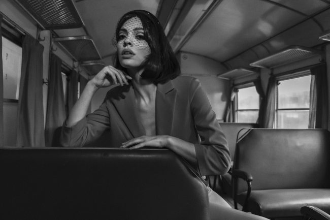 Mauro Lorenzo Fashion Editorial Photographer Advertising emotional Train Cool Inspiration Fall-winter Management Beauty Clean Essential post-production crop studio-session luxury jacket leather blue Portrait young