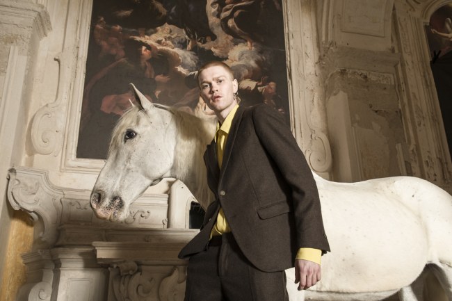 Mauro Lorenzo Fashion Editorial Photographer man jacket Magazine Agency Fall-Winter horse cavallo television Brands Marsem model Italian moodboard Inspiration church  advertising chiesa fashionweek pitti