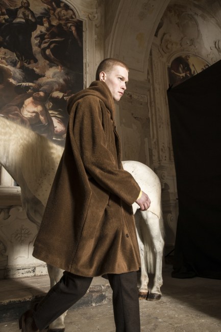 Mauro Lorenzo Fashion Editorial Photographer man jacket Magazine Agency Fall-Winter horse cavallo television Brands Marsem model Italian moodboard Inspiration church  advertising chiesa fashionweek pitti