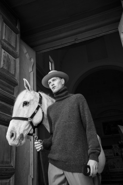 Mauro Lorenzo Fashion Editorial Photographer man jacket Magazine Agency Fall-Winter horse cavallo television Brands Marsem model Italian moodboard Inspiration church  advertising chiesa fashionweek pitti