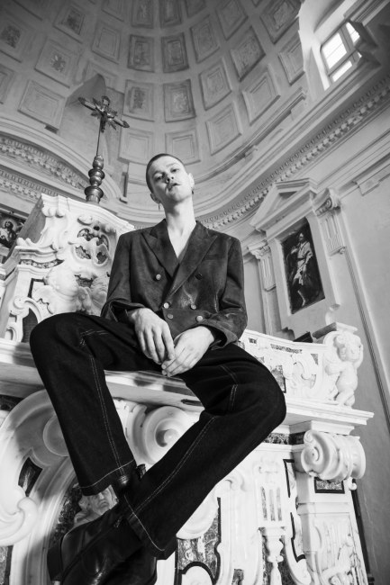 Mauro Lorenzo Fashion Editorial Photographer man jacket Magazine Agency Fall-Winter horse cavallo television Brands Marsem model Italian moodboard Inspiration church  advertising chiesa fashionweek pitti