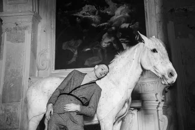 Mauro Lorenzo Fashion Editorial Photographer man jacket Magazine Agency Fall-Winter horse cavallo television Brands Marsem model Italian moodboard Inspiration church  advertising chiesa fashionweek pitti