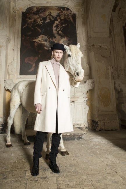 Mauro Lorenzo Fashion Editorial Photographer man jacket Magazine Agency Fall-Winter horse cavallo television Brands Marsem model Italian moodboard Inspiration church  advertising chiesa fashionweek pitti