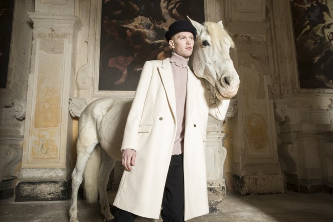 Mauro Lorenzo Fashion Editorial Photographer man jacket Magazine Agency Fall-Winter horse cavallo television Brands Marsem model Italian moodboard Inspiration church  advertising chiesa fashionweek pitti