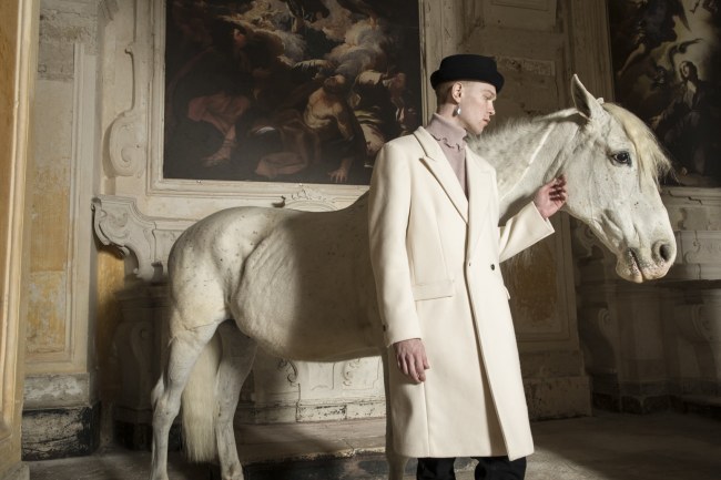 Mauro Lorenzo Fashion Editorial Photographer man jacket Magazine Agency Fall-Winter horse cavallo television Brands Marsem model Italian moodboard Inspiration church  advertising chiesa fashionweek pitti