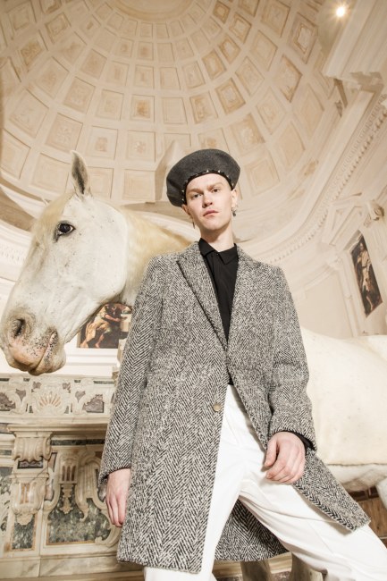 Mauro Lorenzo Fashion Editorial Photographer man jacket Magazine Agency Fall-Winter horse cavallo television Brands Marsem model Italian moodboard Inspiration church  advertising chiesa fashionweek pitti