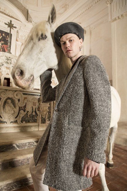 Mauro Lorenzo Fashion Editorial Photographer man jacket Magazine Agency Fall-Winter horse cavallo television Brands Marsem model Italian moodboard Inspiration church  advertising chiesa fashionweek pitti