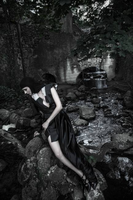 Mauro Lorenzo Fashion Photographer Editorial Haute Couture Black Deconstruction Vilnius Lake 3D